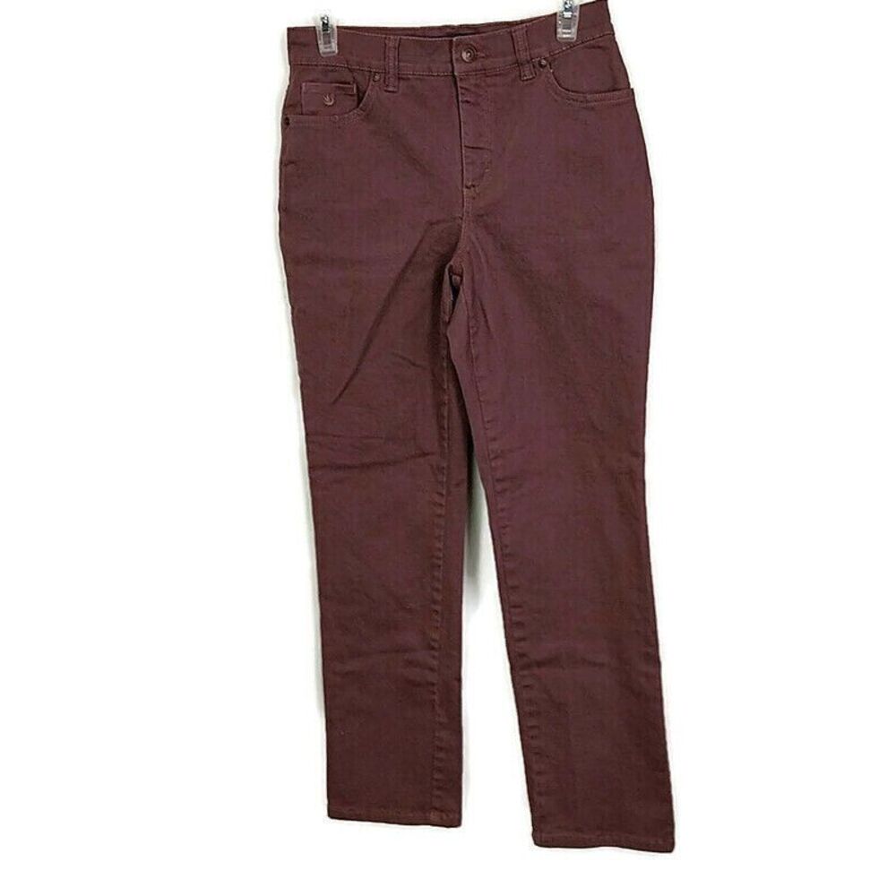 Gloria Vanderbilt Womens sz 6 Short Casual Pants Purple Amanda Zip Pockets